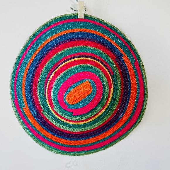 Multicolor Rainbow Straw Hat NWOT - Picture 4 of 6